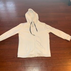 All white Zipped Hoodie